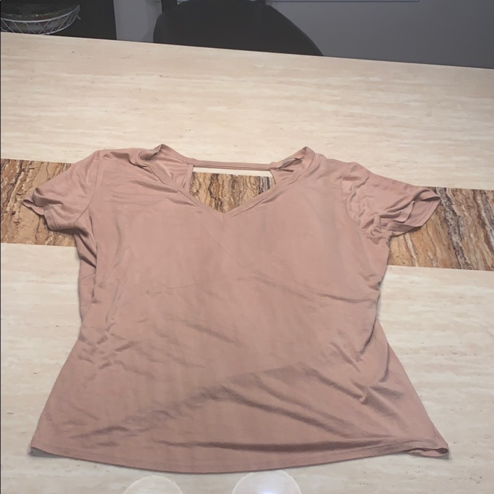 Beige open back crisscross shirt